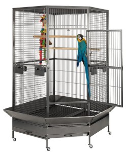 Liberta Raleigh Large Solid Top Corner Parrot Cage - Antique